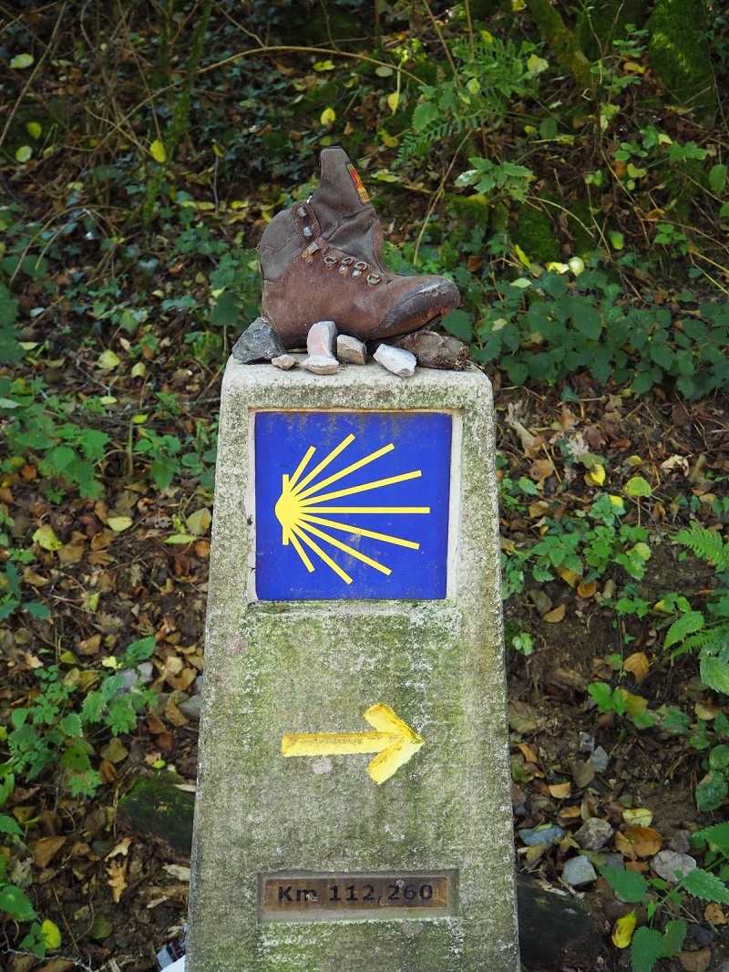 Camino way marker on the camino frances