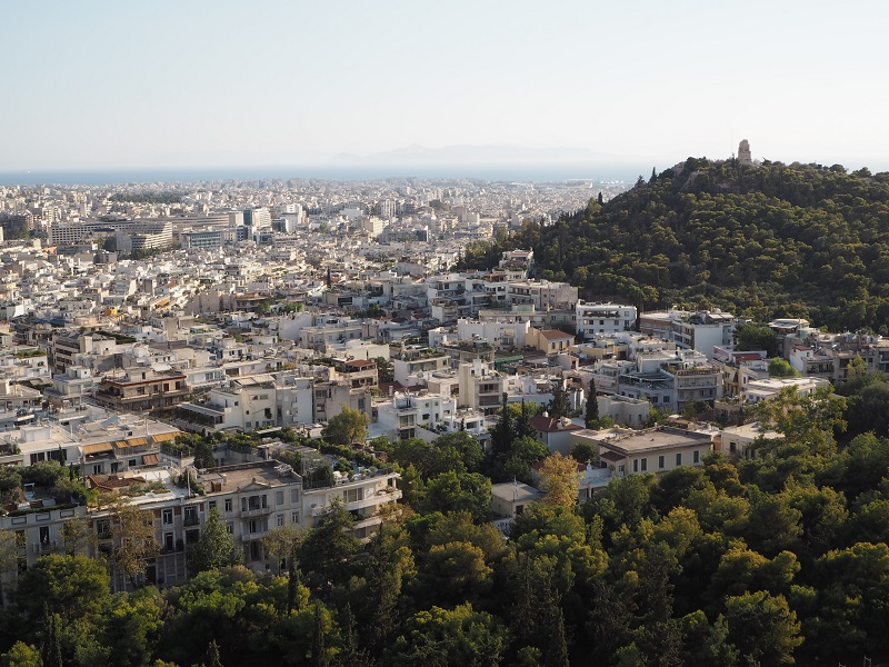 view from the acropolis over athens
