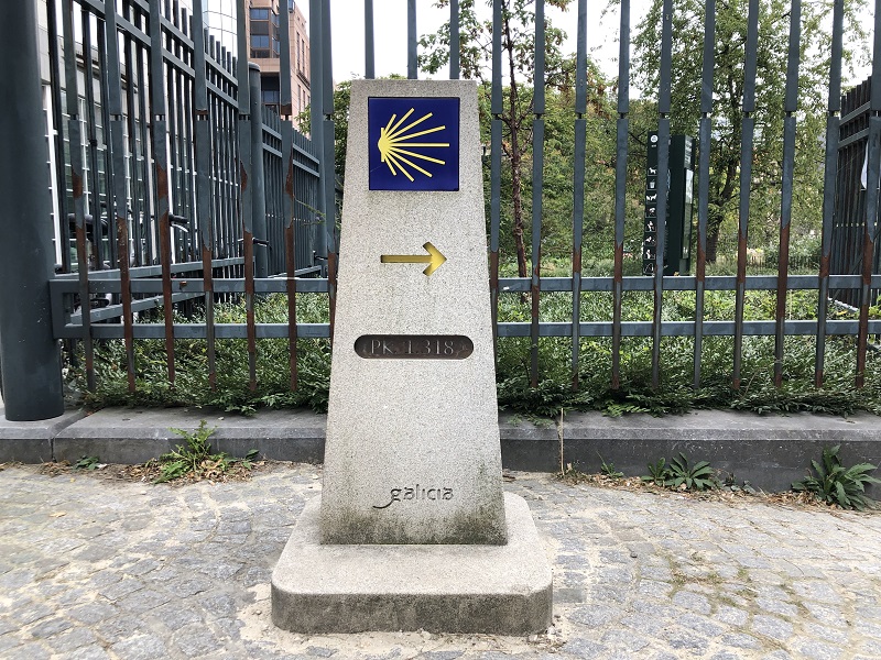 Camino way marker in Brussels EU Quarter