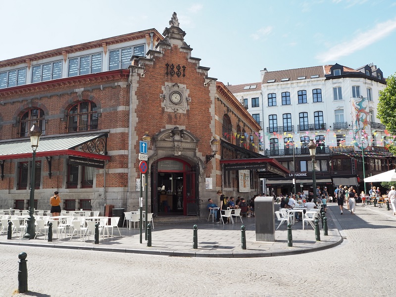 Halles saint gery in brussels on a warm summers day