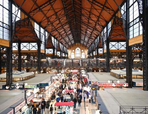 central market hall in budapest middle aisle