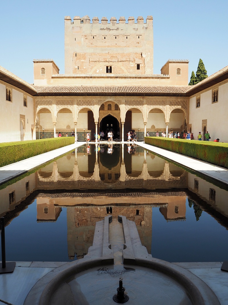 courtyard of Palace of Comares with water pool at Alhambra Granada Spain