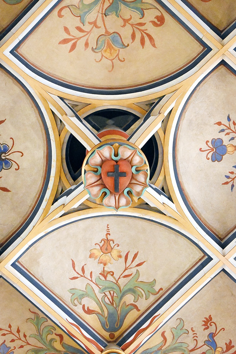 Luther Heart ceiling decoration at Schlosskirche Wittenberg