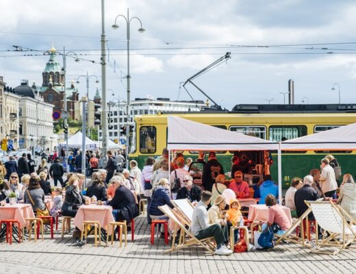 cafe in the market square during helsinki city festival