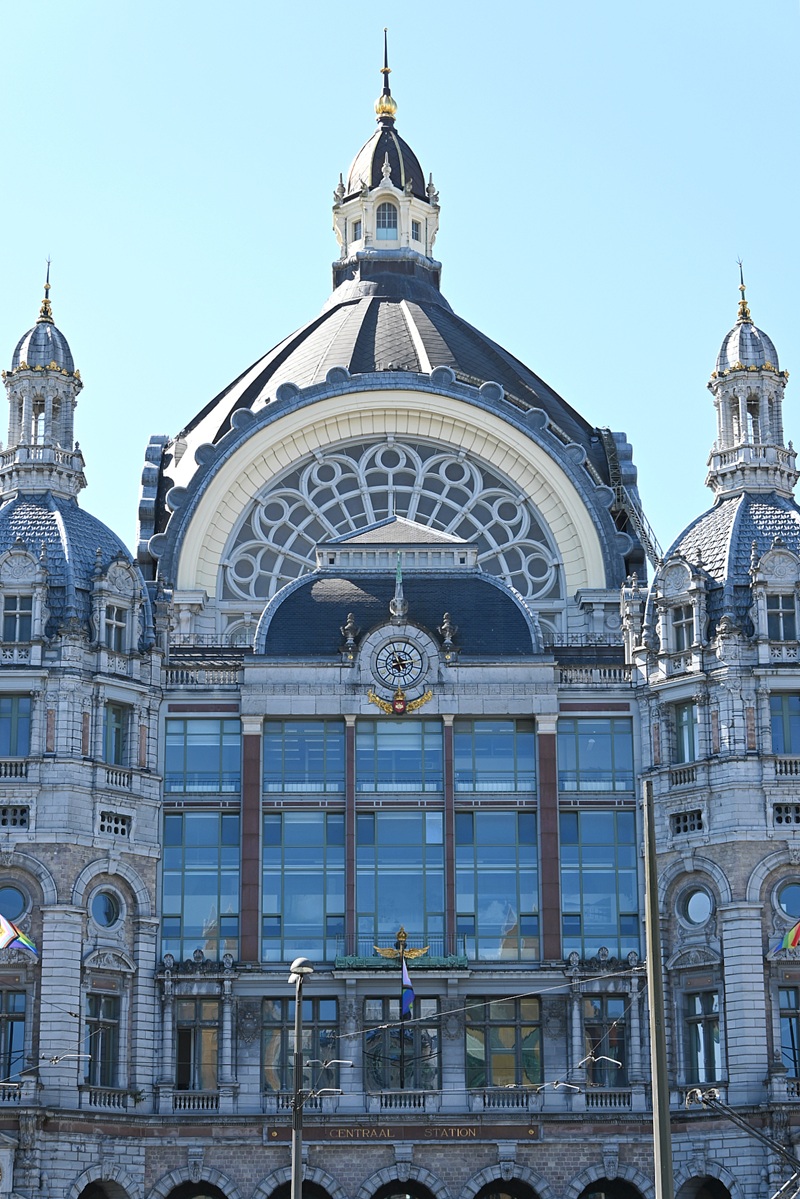 Antwerp train station exterior close up